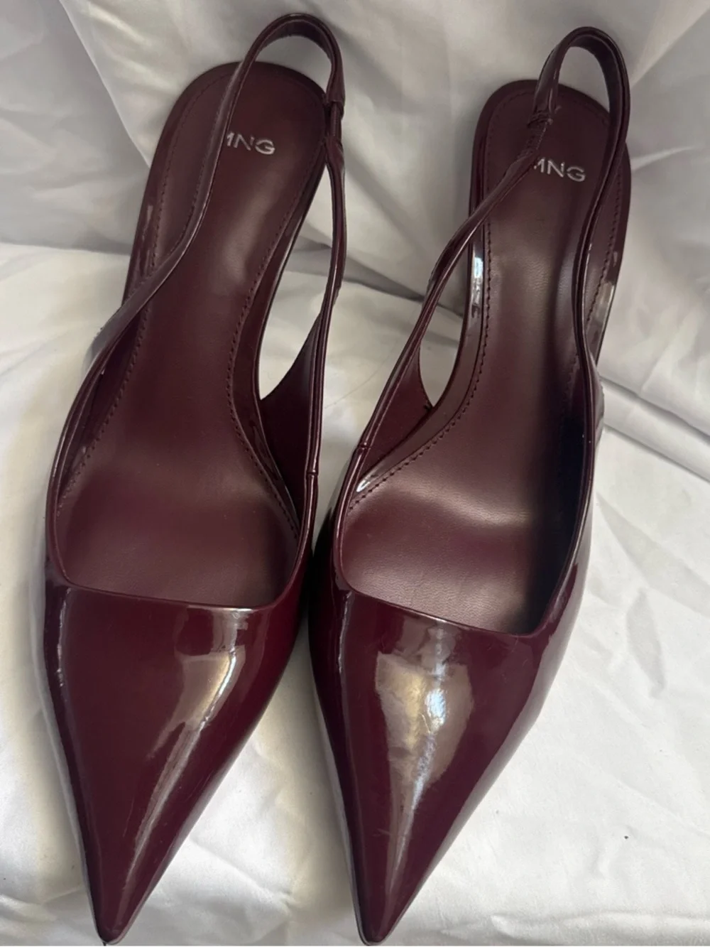 Mango Burgundy Patent Pointed-Toe Slingback Heels - Picture 5 of 5